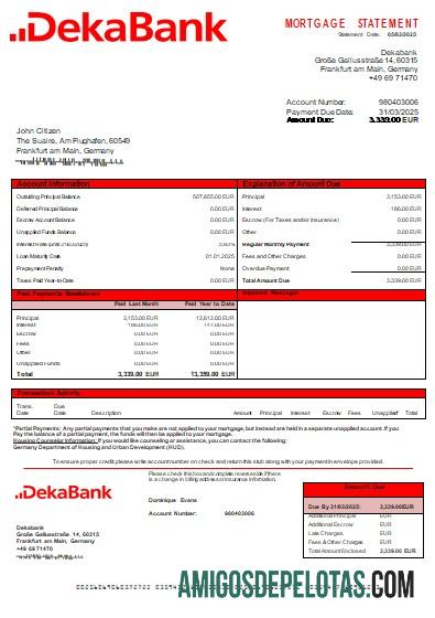 Declaração de hipoteca do Banco Dekabank da Alemanha Scr baixar para verificação